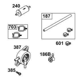 Fuel Supply Group Diagram and Parts List for 44U877-0045-G1  Briggs and Stratton Engine